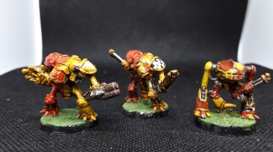 Three epic knights in House Warwick colours